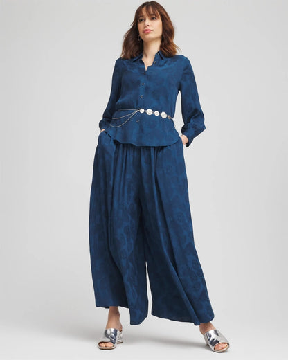 Chico's | Jacquard Culotte Wide-Leg Pants/ Seaport