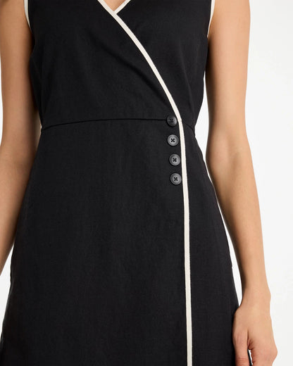 Chico's | Sleeveless Surplice Linen Dress/ Black