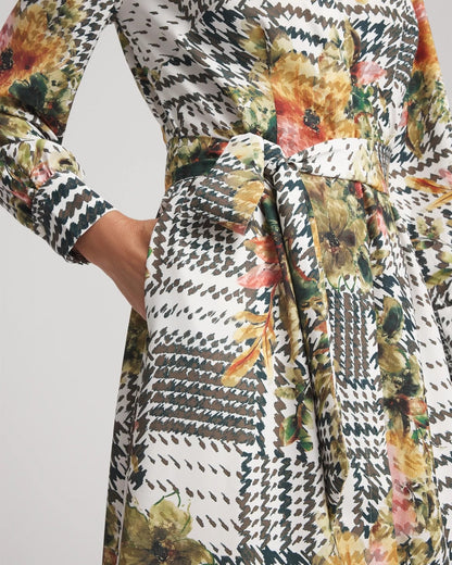 Chico's | Artisanal Floral Print  Maxi Shirtdress/ Ecru