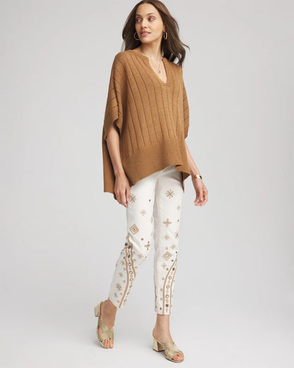 Chico's | Embellished Girlfriend Slim Ankle Jeans/ Sea Salt