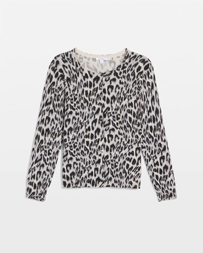 Chico's | Animal Crewneck Cardigan/ English Cream