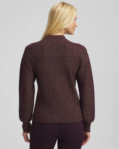 Chico's | Metallic Ribbed Pullover/ Night Bloom