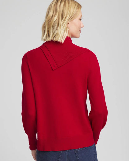 Chico's | Button Envelope Neck Sweater/ Carmine Red