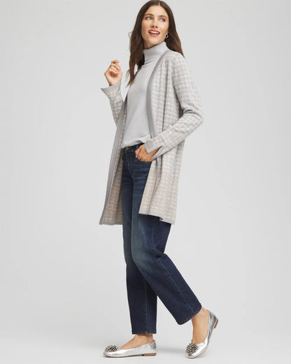 Chico's | Metallic Herringbone Cardigan/ Gray