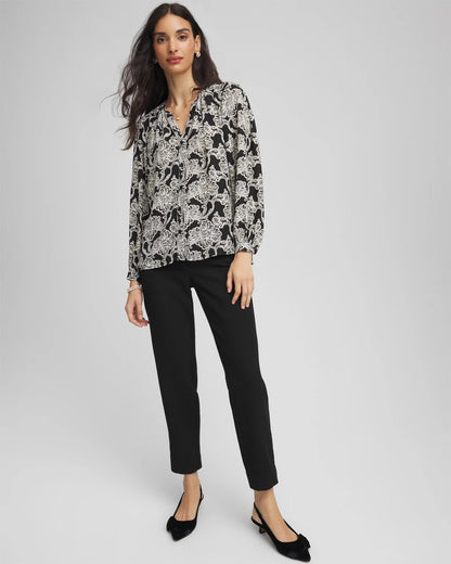 Chico's | Matelassé Slim Tapered Ankle Pants/ Black