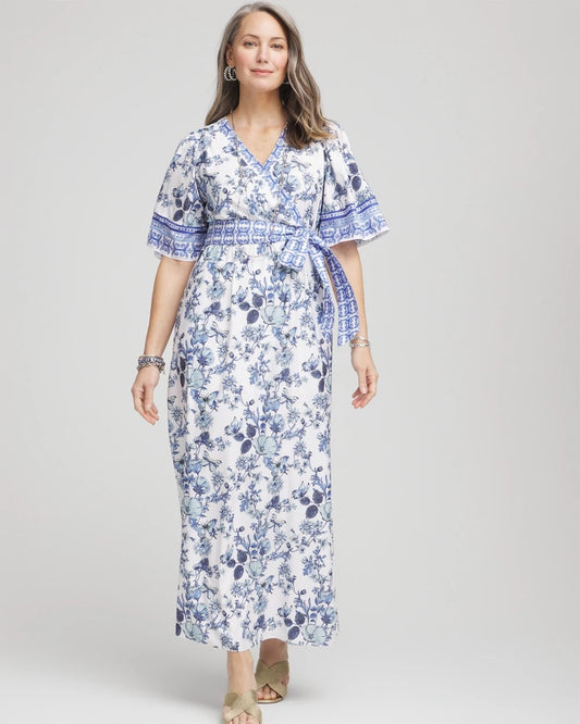 Chico's | Surplice Matte Satin Maxi Dress/ Alabaster