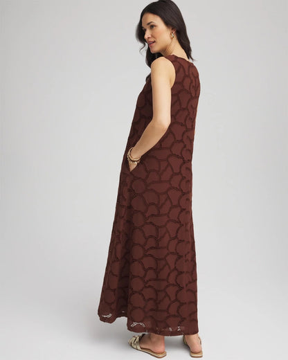 Chico's | Eyelet Cutout Maxi Tank Dress/ Cacao