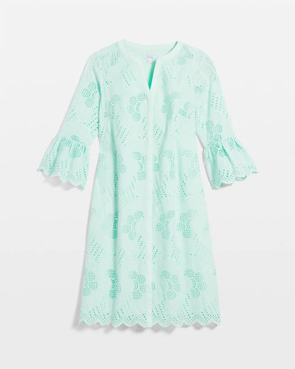 Chico's | Eyelet Cotton Voile Dress/ Teal Waters