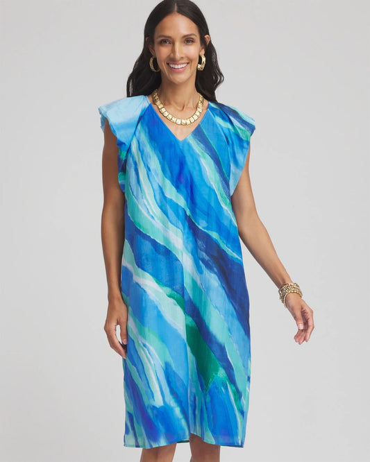 Chico's | Cotton-Silk Voile Popover Dress/ Multi