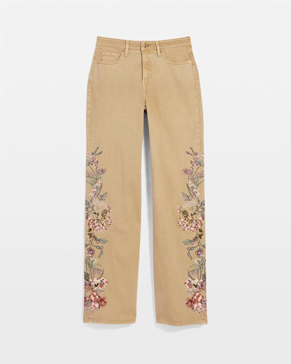 Chico's | Embroidered High-Rise Wide-Leg Jeans/ Cafe Aroma