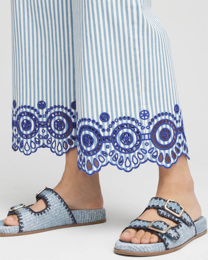 Chico's | Eyelet High-Rise Wide Cropped Jeans/ Blue