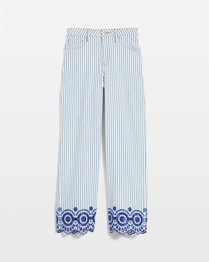 Chico's | Eyelet High-Rise Wide Cropped Jeans/ Blue