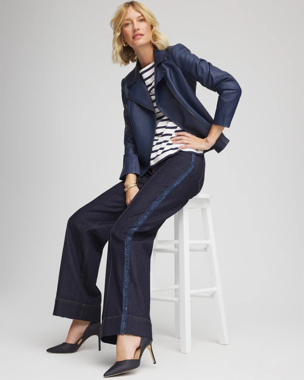 Chico's | Petite Frayed High-Rise Wide-Leg Jeans/ Cedar Rinse