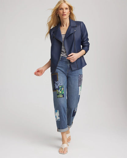 Chico's | Faux Leather Moto Jacket/ Pacific Rim