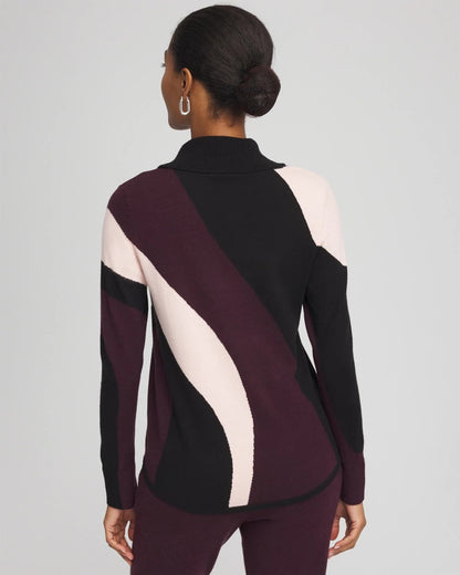 Chico's | Zenergy® Luxe Intarsia Cowlneck Top/ Night Bloom