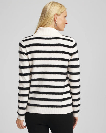 Chico's | Zenergy® Luxe Eyelash Striped Sweater/ Black