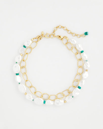 Chico's | Pearlescent Goldtone Collar Necklace/ Pearl