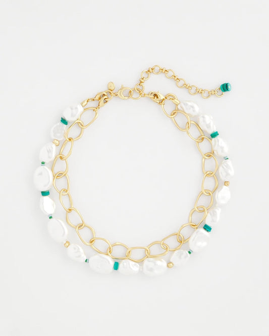 Chico's | Pearlescent Goldtone Collar Necklace/ Pearl
