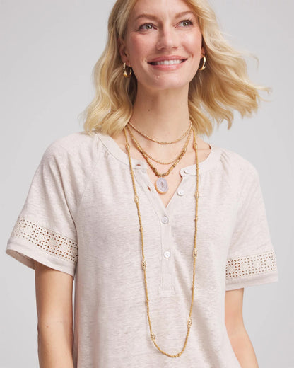 Chico's | Long Goldtone Seed Bead Necklace/ Gold