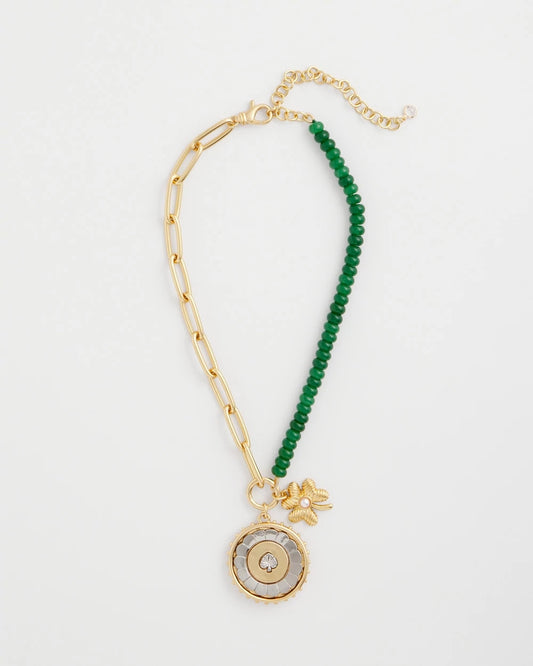 Chico's | Short Clover Pendant Necklace/ Green