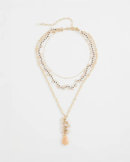 Chico's | Convertible Rose Quartz Pendant Necklace/ Pale Pink