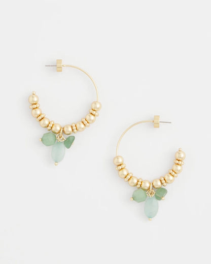 Chico's | No Droop® Gem Beaded Hoop Earrings/ Gold