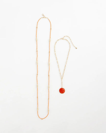 Chico's | Convertible Beaded Pendant Necklace/ Orange