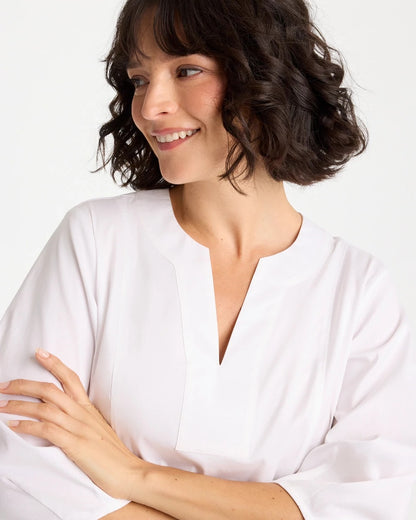 Chico's | Poplin Cotton 3/4 Sleeve Popover/ Alabaster