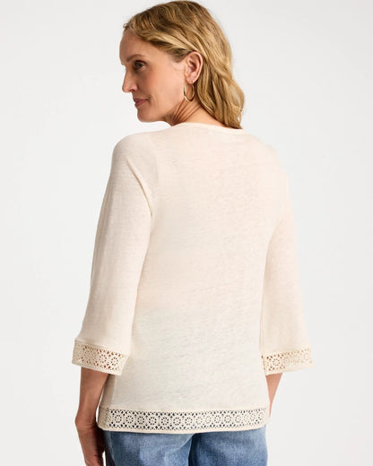 Chico's | Linen Crochet Lace Tee/ Natural Cream