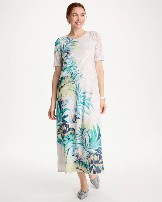 Chico's | Jersey Knit Tropical Maxi Dress/ Alabaster