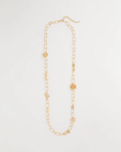 Chico's | Flower Long Single-Strand Necklace/ Gold