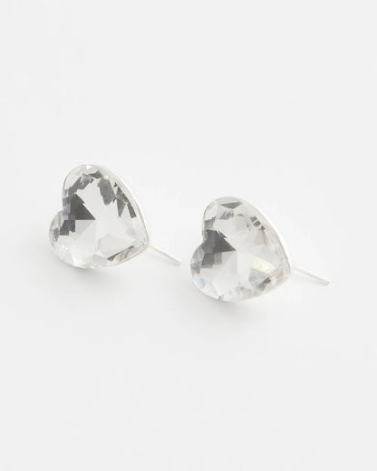 Chico's | Crystal Heart Gem Drop Earrings/ Neutral