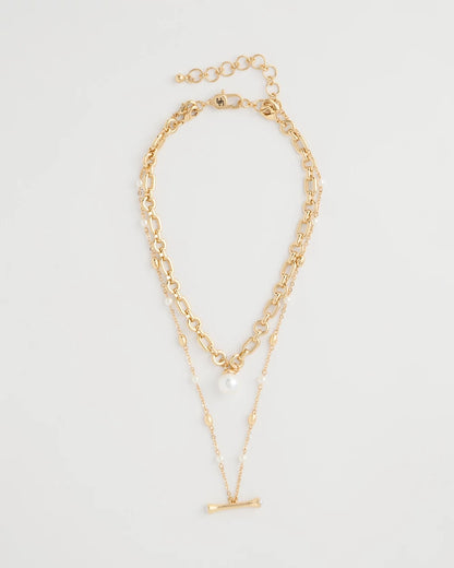Chico's | Toggle Bar Pearl Pendant Necklace/ Pearl