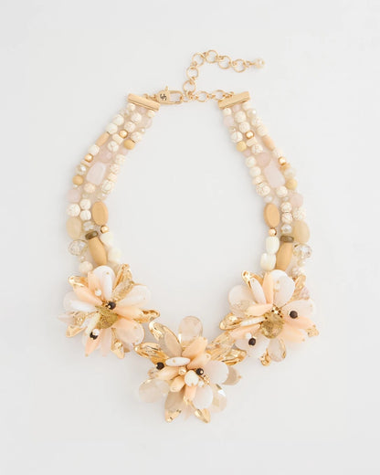 Chico's | Chico's Originals Neutral Floral Bib Necklace/ Neutral