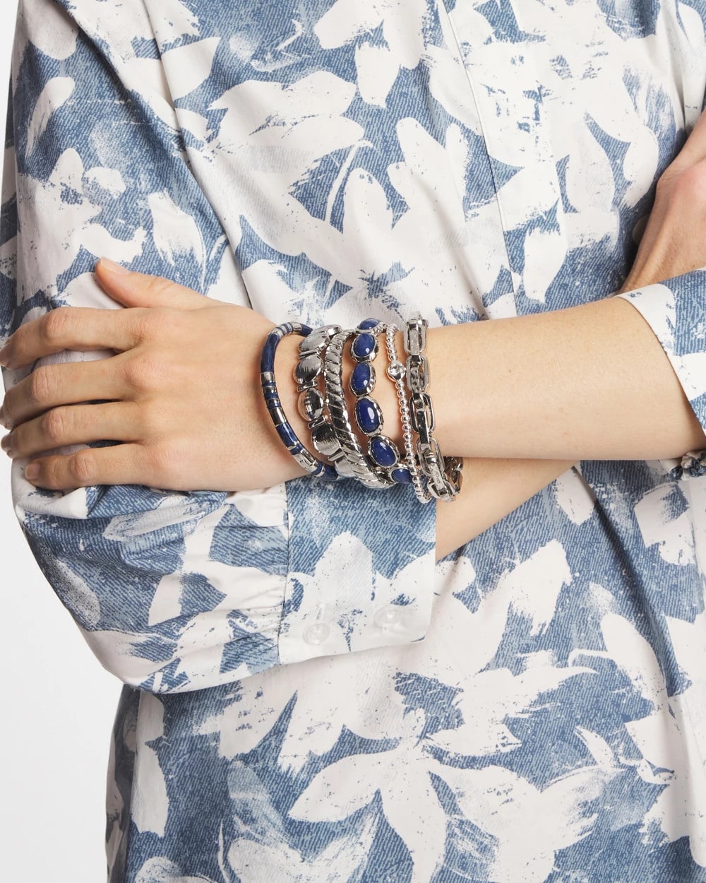 Chico's | Silver Link Stretch Bracelet/ Silver