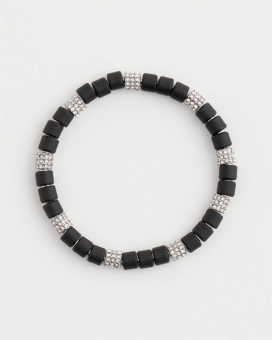 Chico's | Black Barrel Bead Stretch Bracelet/ Black