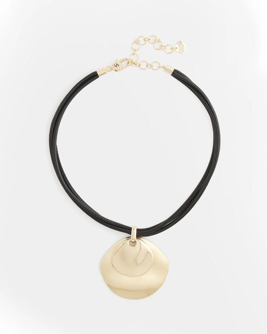 Chico's | Gold Pendant On Cord/ Gold