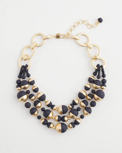 Chico's | Gold & Navy Bead Necklace/ Navy