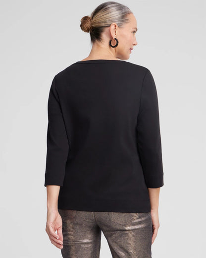 Chico's | 3/4 Sleeve V-Neck Tee/ Black