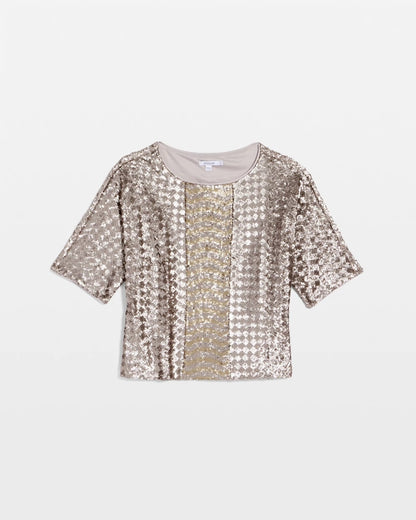 Chico's | Art Deco Dolman Sequins Tee/ Gold