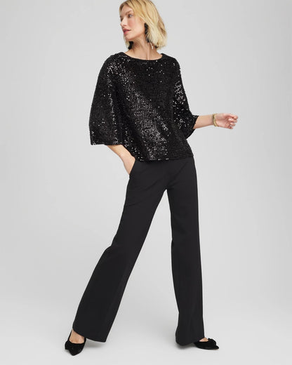 Chico's | Sparkling Sequin Party Tee/ Black