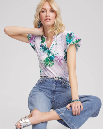Chico's | Notch Neck Cap Sleeve Tee/ Gentle Lavender