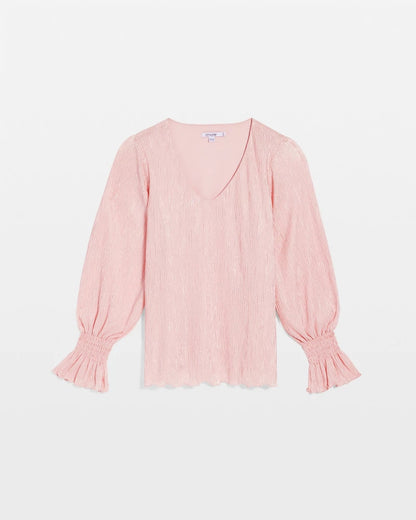 Chico's | Crinkle Bodre Voop Neck Top/ Blushed
