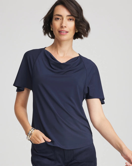 Chico's | Jersey Knit Cowlneck Tee/ Passport Blue