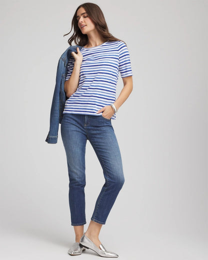 Chico's | Slub Short Sleeve Tee/ Blue Pearl
