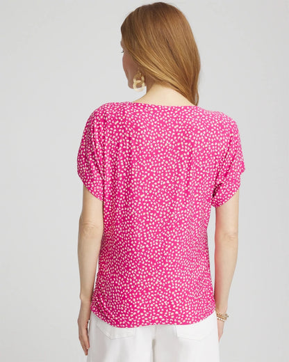 Chico's | Touch of Cool™ Cheetah Ruched Banded Hem Top/ Crushed Berries