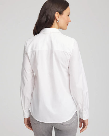 Chico's | Jeweled Poplin Shirt/ Alabaster