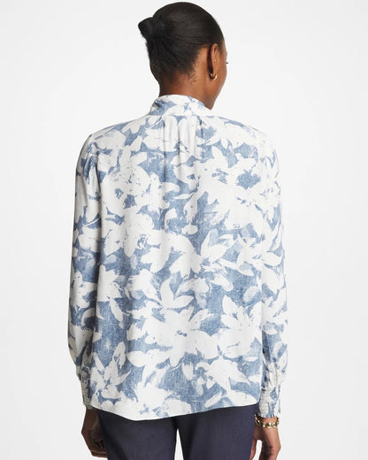 Chico's | Faux Silk Mockneck Blouse/ Tidal Blue