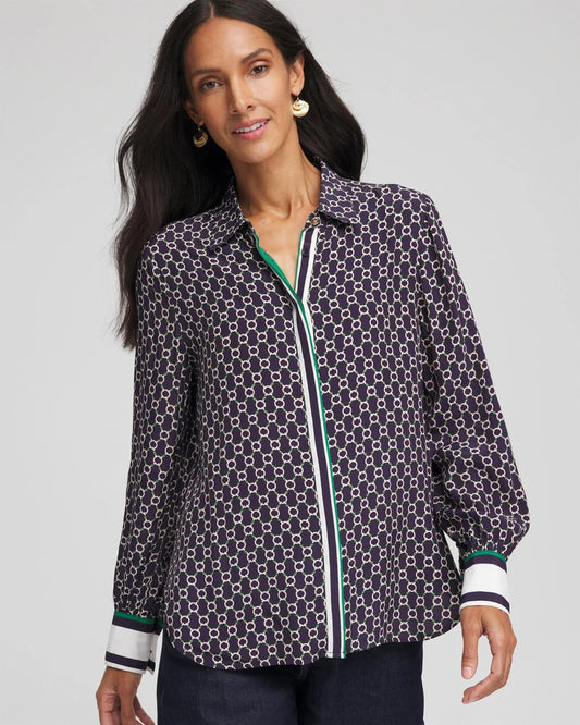 Chico's | Faux Silk Twill Shirt/ Passport Blue