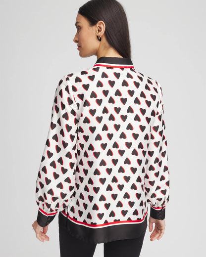 Chico's | Classic Valentine's Day Blouse/ Black